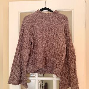 Cozy Mauve Cable Knit Sweater